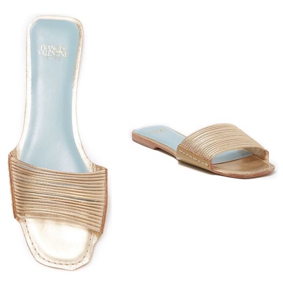NEW✨ Frances Valentine Strappy Gold Slides Sandals